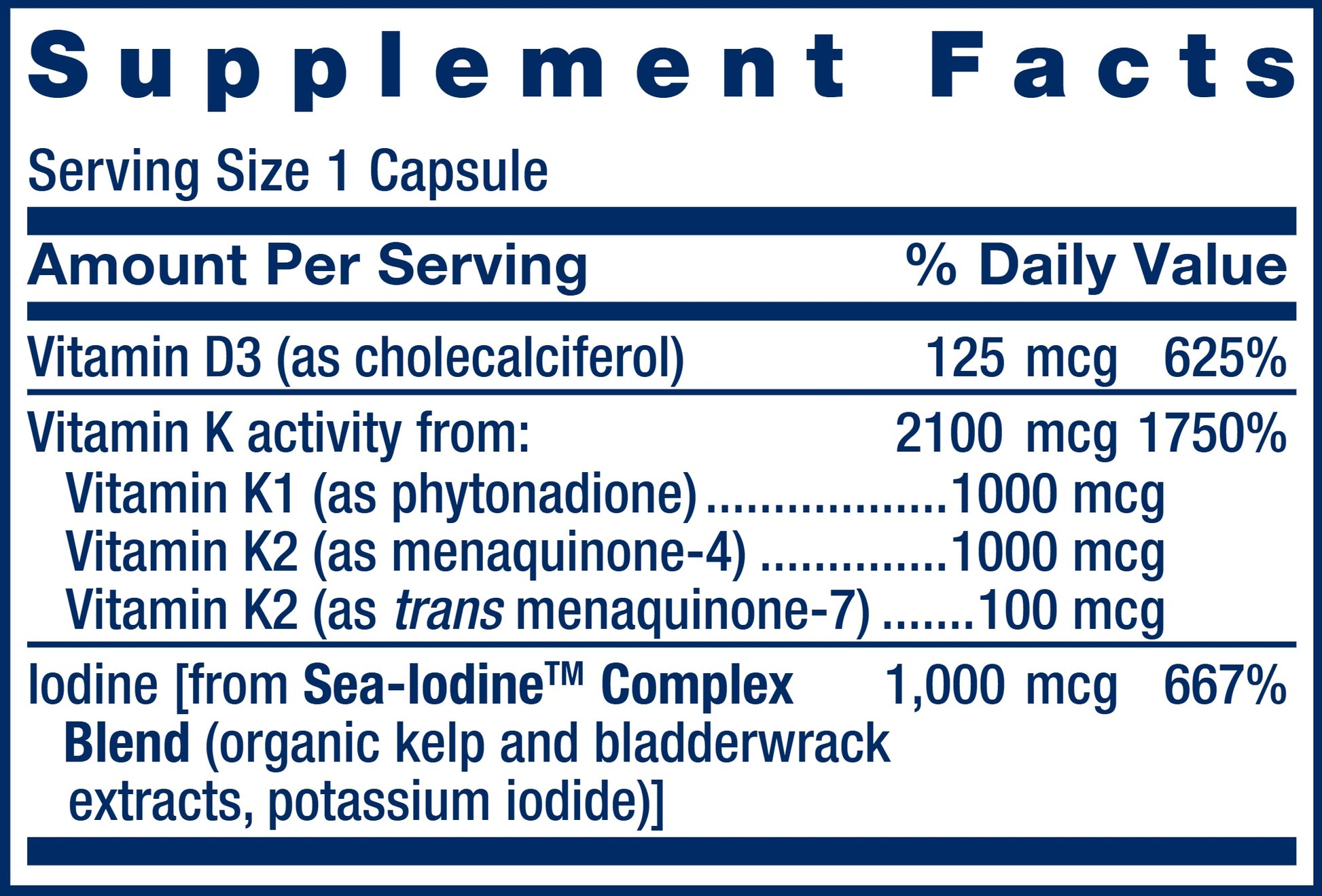 Vitamins D & K with Sea-Iodine, 60 caps ,