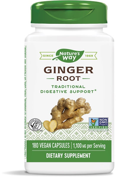 Ginger Root, 180 Veg Capsules , Brand_Nature's Way Form_Veg Capsules Size_180 Caps