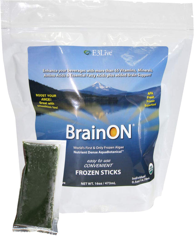 E3Live BrainOn Frozen Single-Serve Sticks, 32 x 0.5 Oz - 16 Oz (473 g) , Brand_E3Live Form_Powder Size_16 Oz