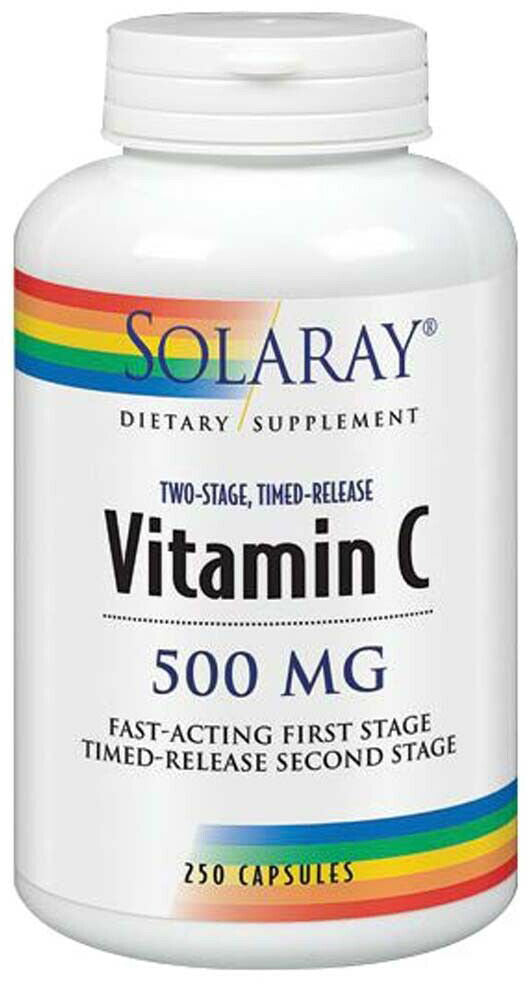Vitamin C with Rose Hips and Acerola 500 mg, 250 Two Stage Timed Release Capsules , Brand_Solaray Form_Two-Stage Timed-Release Capsules Potency_500 mg Size_250 Tabs