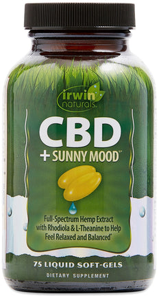 CBD + Sunny Mood, 75 Liquid Softgels , Brand_Irwin Naturals Form_Softgels Size_75 Softgels