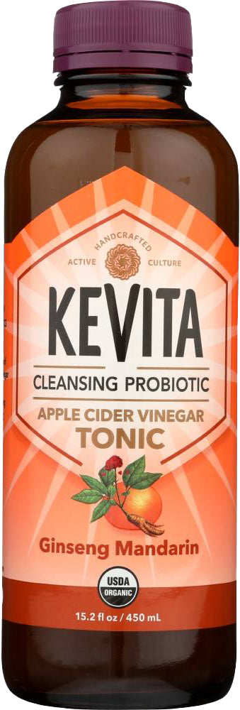 Cleansing Probiotic Apple Cider Vinegar Tonic, Ginseng Mandarin, 15.2 Fl Oz (450 mL) Liquid , Brand_Kevita Form_Liquid Size_15.2 Fl Oz