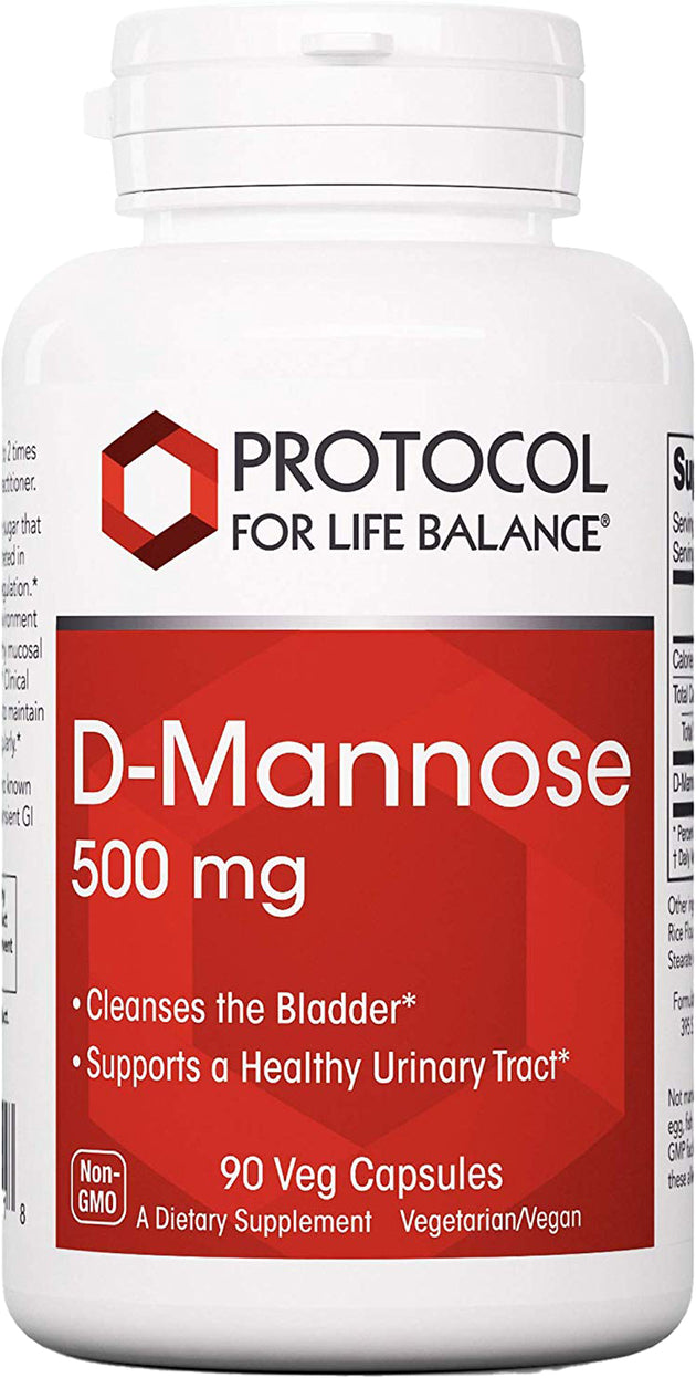 D-Mannose Powder, 500 mg, 90 Vegetarian Capsules , Brand_Protocol for Life Balance Form_Vegetarian Capsules Potency_500 mg Size_90 Caps