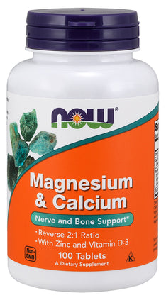 Magnesium & Calcium, 100 Tablets , Brand_NOW Foods Form_Tablets Size_100 Tabs