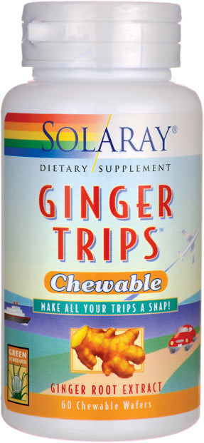 Ginger Trips Chewable Wafers 67 mg, 60 Capsules , Brand_Solaray Form_Capsules Potency_67 mg Size_60 Caps