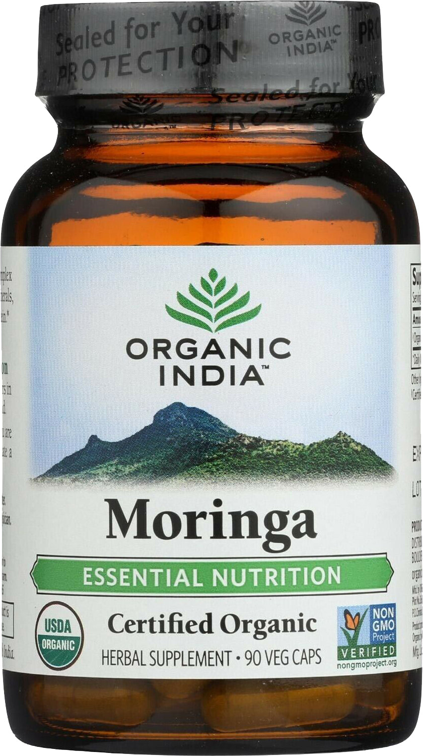 Certified Organic Moringa, 90 Vegetarian Capsules , Ayurveda Brand_Organic India Form_Capsules Form_Vegetarian Capsules Size_90 Caps