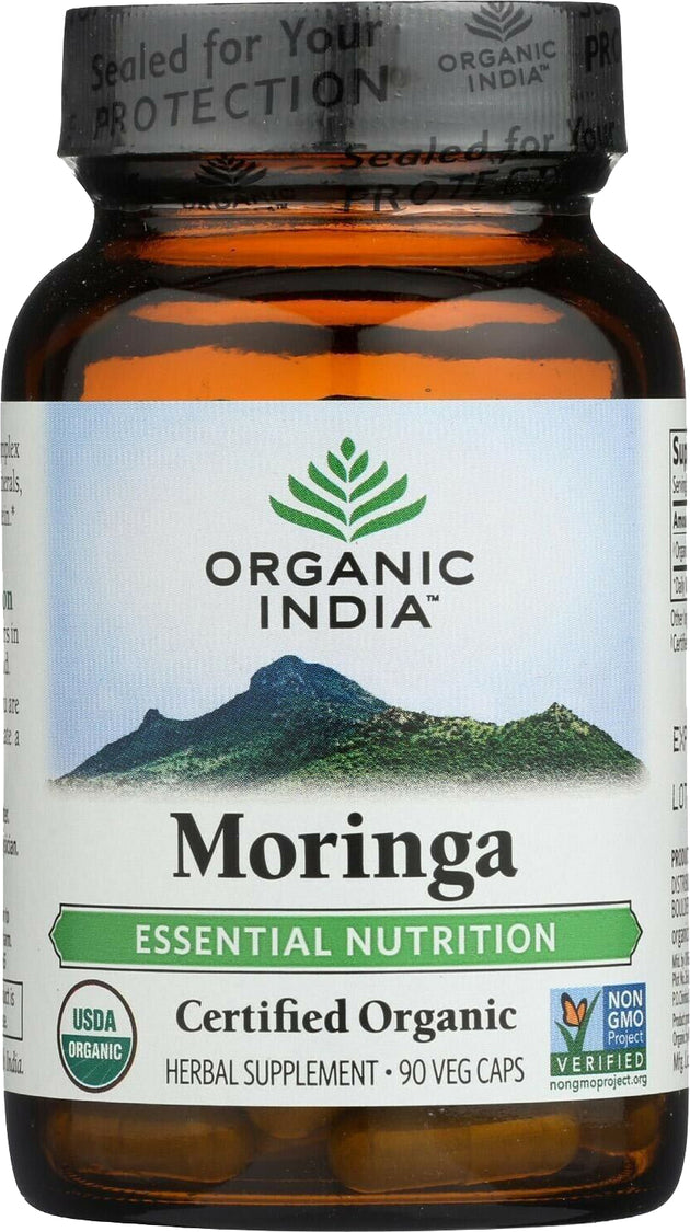 Certified Organic Moringa, 90 Vegetarian Capsules , Brand_Organic India Form_Vegetarian Capsules Size_90 Caps