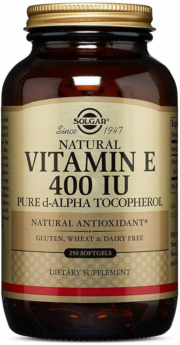 Vitamin E Alpha Tocopherol, 400 IU, 100 Softgels , Brand_Solgar Form_Softgels Potency_400 IU Size_100 Softgels