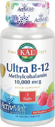 Ultra B-12 Methylcobalamin, 10000 mcg, Raspberry Flavor, 30 Microtablets