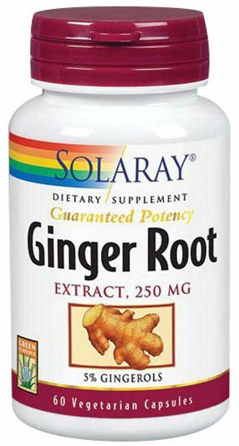 Ginger Root Extract 250 mg, 60 Capsules , Brand_Solaray Form_Capsules Potency_250 mg Size_60 Caps