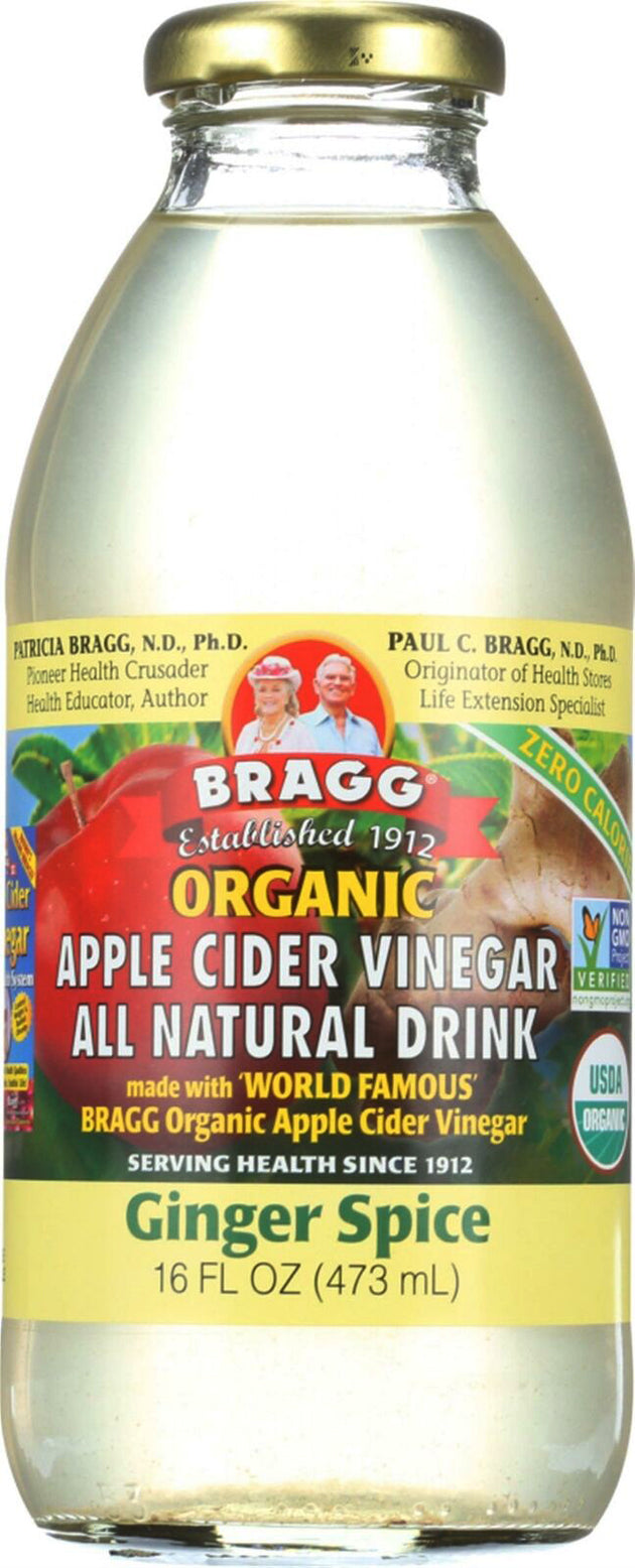 Organic Apple Cider Vinegar All Natural Drink, Ginger Spice Flavor, 16 Fl Oz (473 mL) Liquid , Brand_Bragg Flavor_Natural Form_Liquid Size_16 Oz