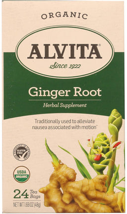 Organic Ginger Root, 24 Tea Bags , Brand_Alvita Form_Tea Bags Size_24 Count