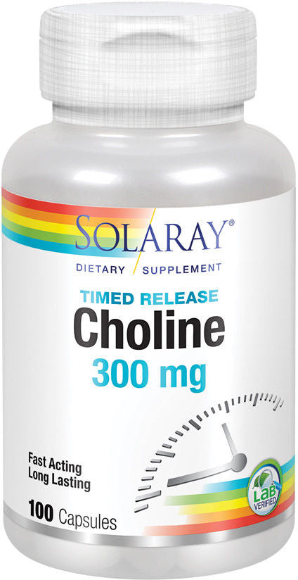 Choline 300 mg, 100 Two-Staged Timed-Release Capsules , Brand_Solaray Form_Two-Stage Timed-Release Capsules Potency_300 mg Size_100 Caps