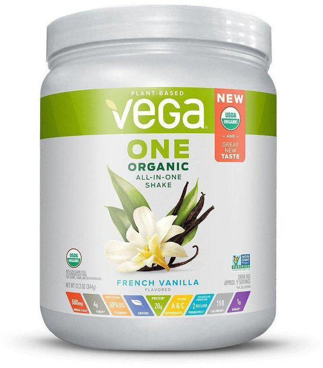 Vega One® Organic All-in-One Shake, French Vanilla Flavor, 17 servings, 25 oz , Brand_Vega Flavor_Vanilla Form_Powder Size_25 Oz