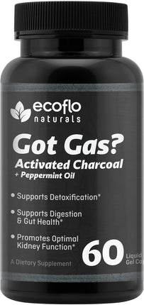 Got Gas? Charcoal + Pepermint, 60 Capsules , BOGO Mix and Match BOGO Sale Brand_Ecoflo Naturals Ecoflo Immune Product Form_Capsules Size_60 Caps