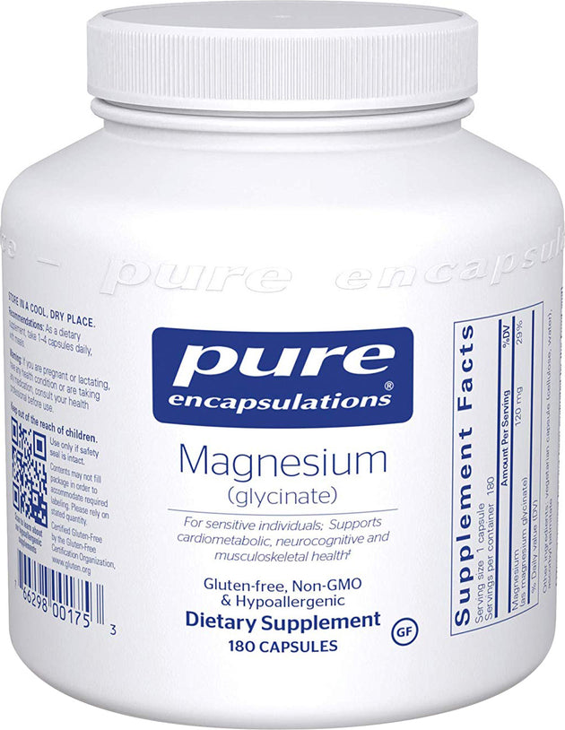 Magnesium (glycinate), 180 Capsules , Brand_Pure Encapsulations Form_Capsules Not Emersons Size_180 Caps