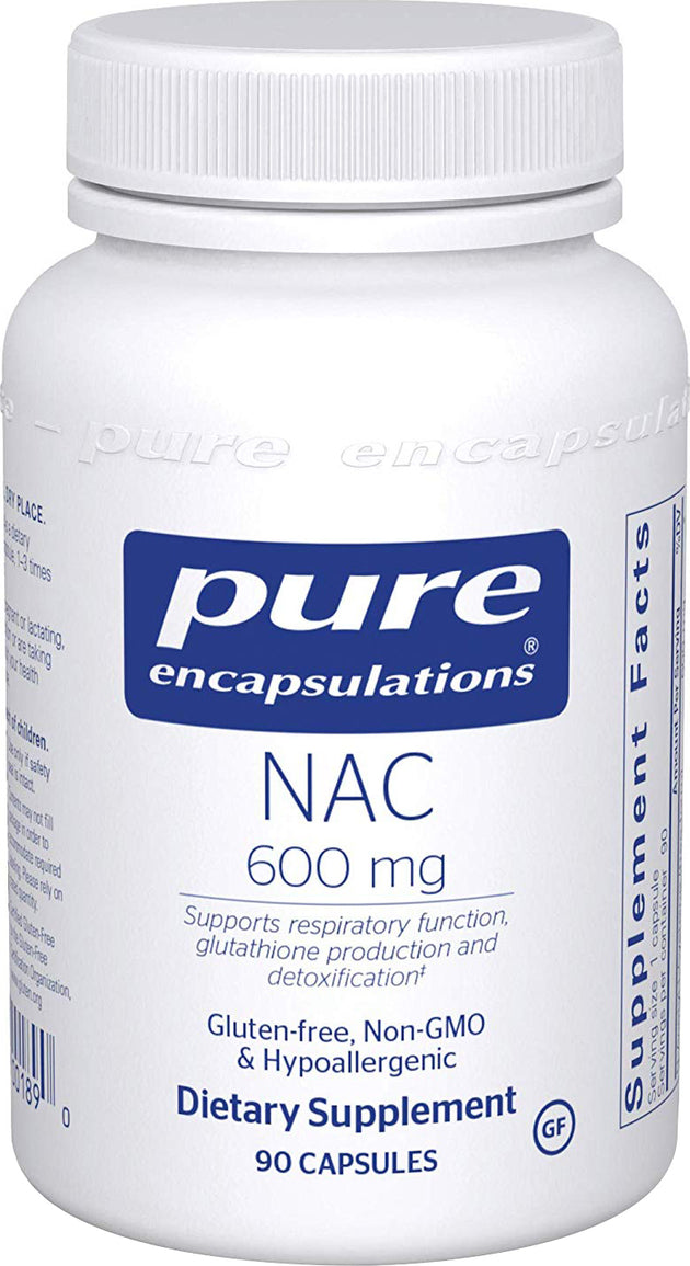 NAC (n-acetyl-l-cysteine) 600 mg, 90 Capsules , Brand_Pure Encapsulations Form_Capsules Not Emersons Potency_600 mg Size_90 Caps