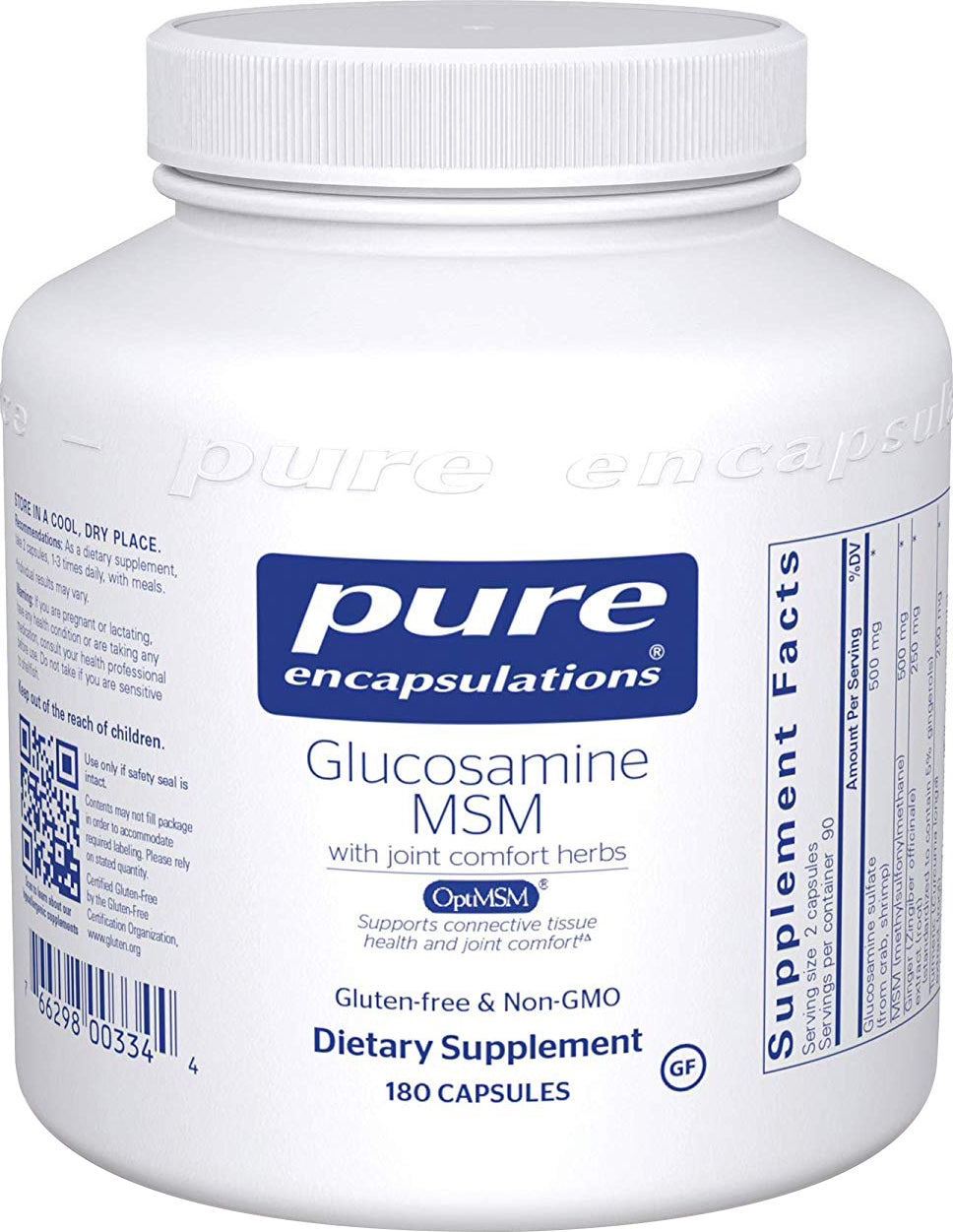 Glucosamine/MSM with joint comfort herbs‡, 180 Capsules , Brand_Pure Encapsulations caps Form_Capsules Not Emersons Size_180 Caps