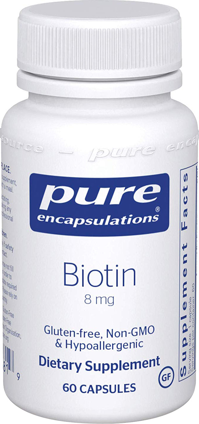 Biotin 8 mg, 60 Capsules , Brand_Pure Encapsulations caps Form_Capsules Not Emersons Potency_8 mg Size_60 Caps