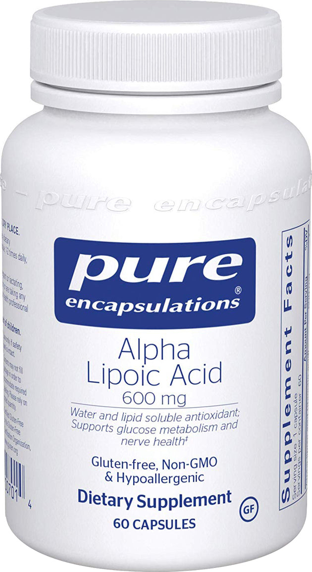 Alpha Lipoic Acid 600 mg, 60 Capsules , Brand_Pure Encapsulations Form_Capsules Not Emersons Potency_600 mg Size_60 Caps