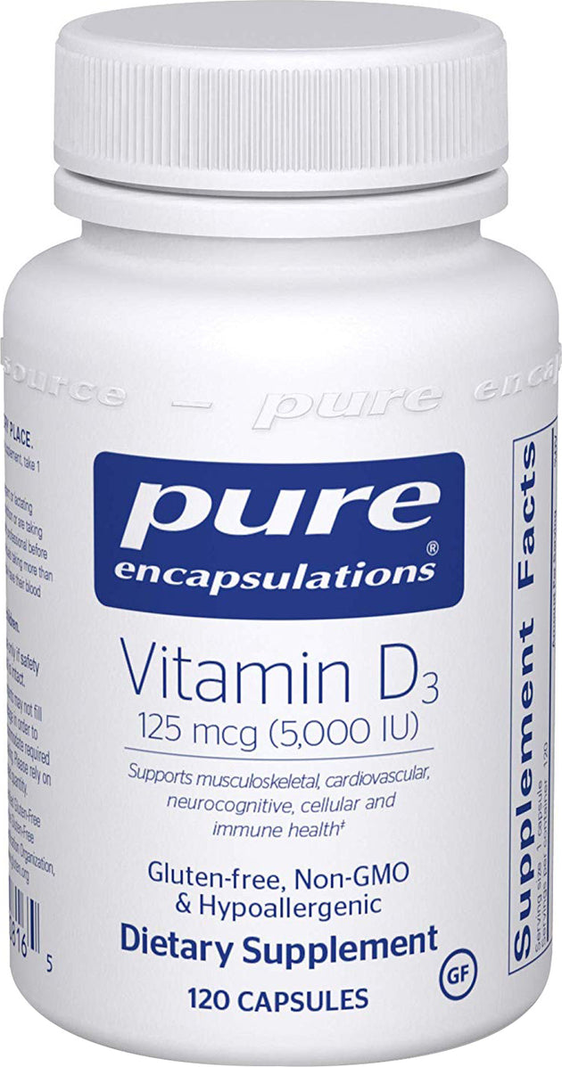 Vitamin D3 125 mcg (5,000 IU), 120 Capsules , Brand_Pure Encapsulations Form_Capsules Not Emersons Potency_5000 iu Size_120 Caps