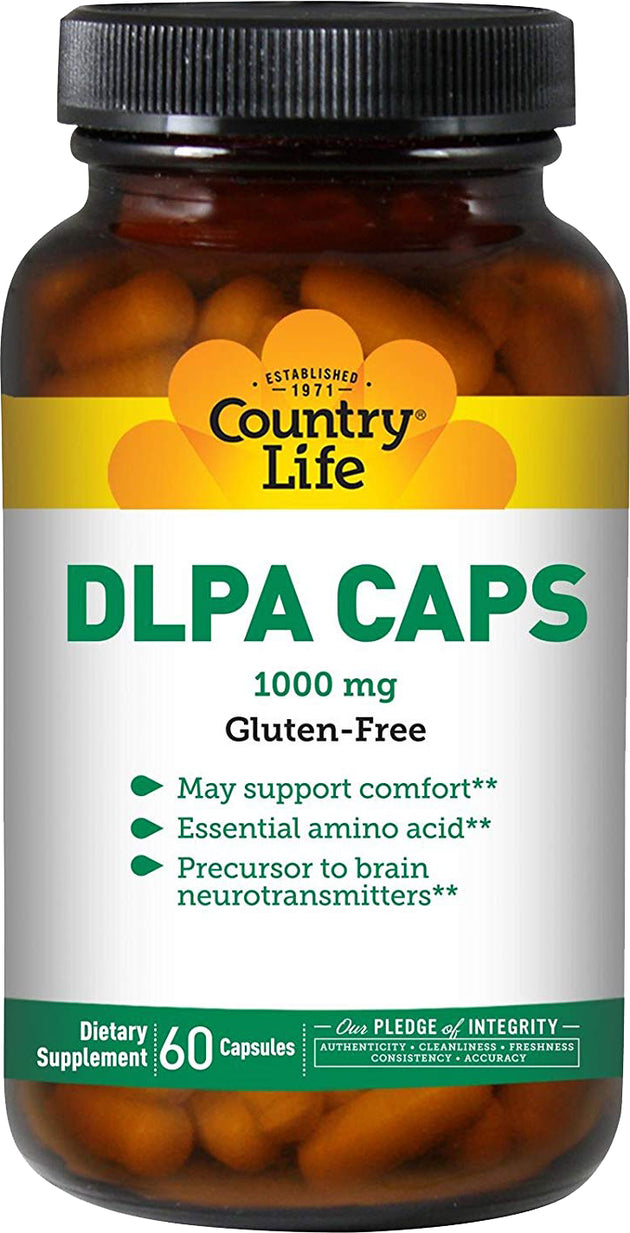 DLPA Caps 1000 mg, 60 Capsules , Brand_Country Life Potency_1000 mg Size_60 Caps