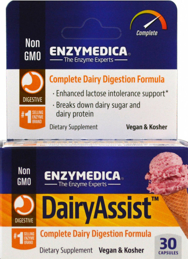 Dairy Assist, 30 Capsules , Brand_Enzymedica Form_Capsules Size_30 Caps