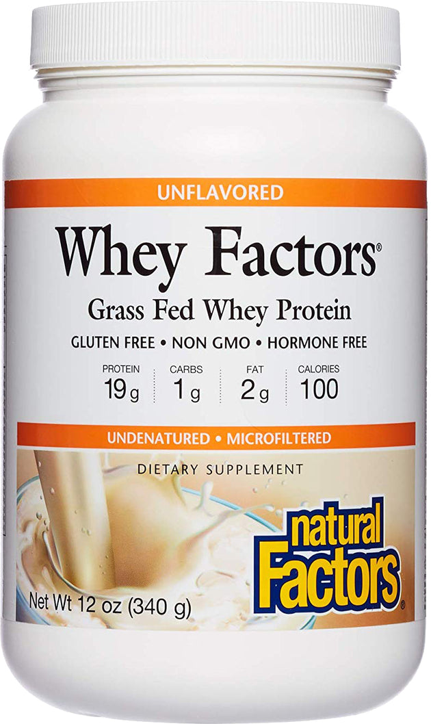 Whey Factors® Grass Fed Whey Protein, Unflavored, 12 Oz (340 g) Powder , Brand_Natural Factors Form_Powder Size_12 Oz