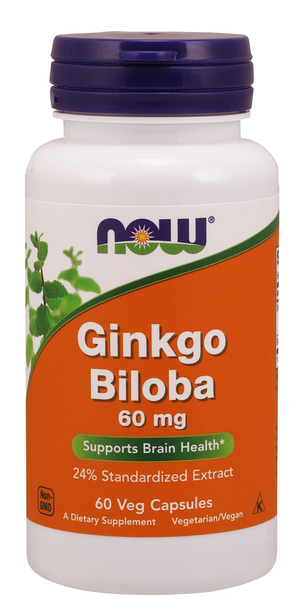 Ginkgo Biloba 60 mg, 60 Veg Capsules , Brand_NOW Foods Form_Veg Capsules Potency_60 mg Size_60 Caps