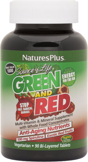 Source of Life® Green and Red Spirulina 500 mg, 90 Vegetarian Bilayer 45 - Tablets , Brand_Nature's Plus Form_Tablets Potency_500 mg Size_90 Tabs