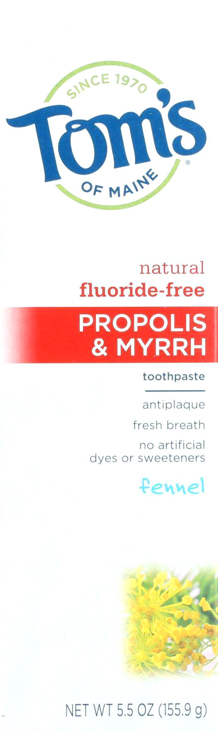 Natural Fluoride-Free Propolis & Myrrh Toothpaste, Fennel Flavor, 5.5 Oz (155.9 g) Toothpaste , Brand_Tom's of Maine Flavor_Fennel Form_Toothpaste Size_5.5 Oz