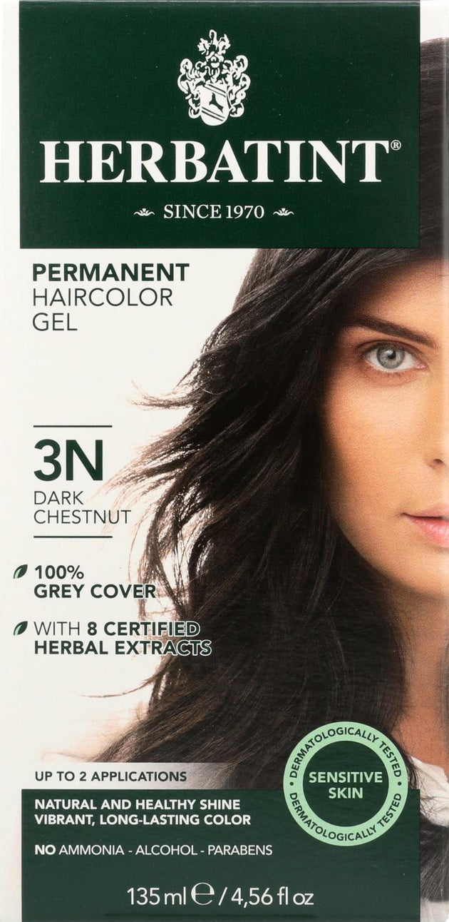 Permanent Herbal Hair Color Gel 3N Dark Chestnut, 4.56 Fl Oz (135 mL) Gel , Brand_Herbatint Form_Gel Size_4 Fl Oz