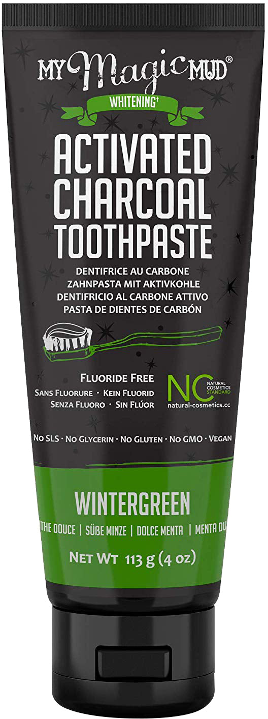 Activated Charcoal Toothpaste, Wintergreen Flavor, 4 Oz (113 g) Paste , Brand_My Magic Mud Flavor_Wintergreen Form_Paste Size_4 Oz