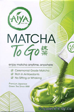 Matcha To Go, 10 Packets (40 g Ea) , Brand_Aiya Form_Powder Packets Potency_40 g Size_10 Count