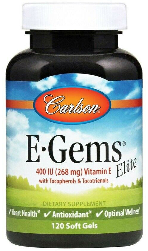 E-Gems Elite Natural Vitamin E, 400 IU, 120 Softgels , Brand_Carlson Labs Form_Softgels Potency_400 IU Size_120 Softgels