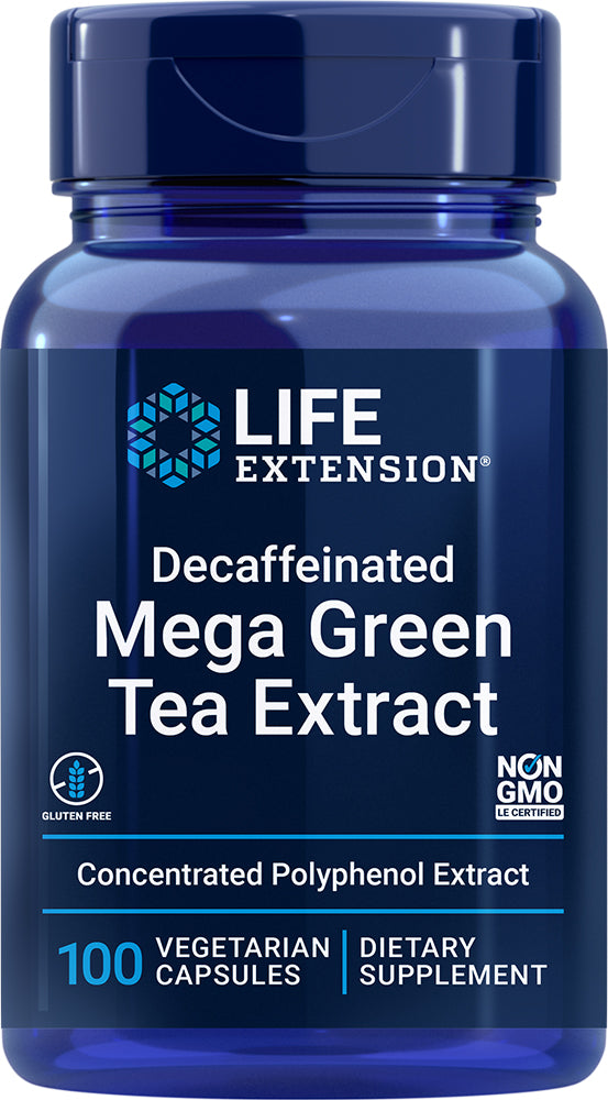 Decaffeinated Mega Green Tea Extract, 100 Vegetarian Capsules ,