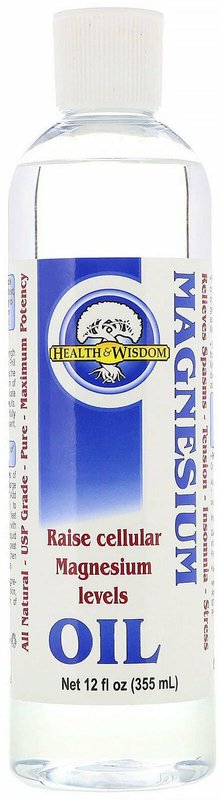 Magnesium Oil USP, (Sprayer Available), 12 Fl Oz (355 mL) Oil , Brand_Health and Wisdom Form_Oil Size_12 Fl Oz