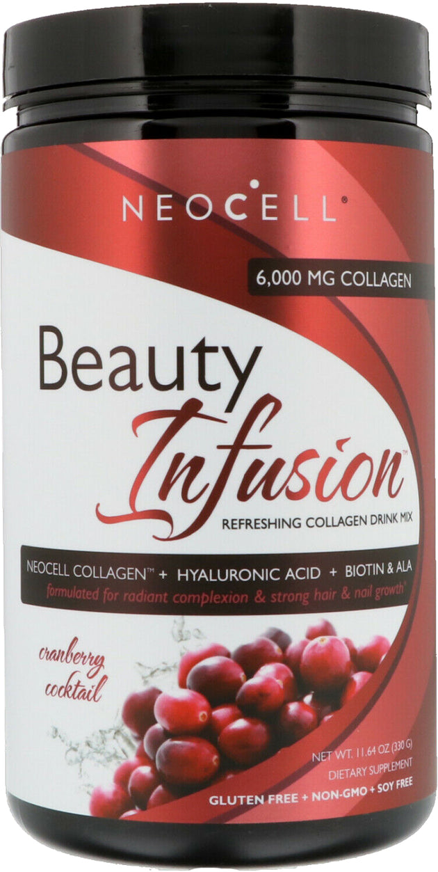 Beauty Infusion, 6000 mg of Collagen, Cranberry Flavor, 11.64 Oz (330 g) Powder , Brand_Neocell Flavor_Cranberry Form_Powder Potency_6000 mg Size_12 Oz