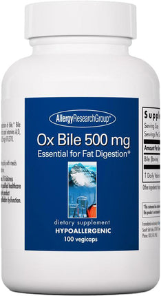 Ox Bile, 500 mg, 100 Vegetarian Capsules , Brand_Allergy Research Group