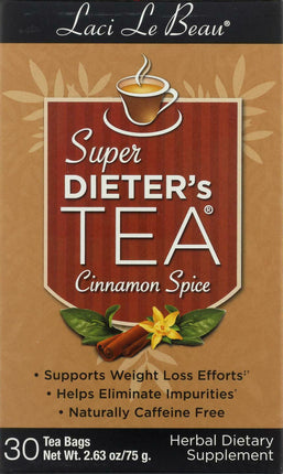 Super Dieter's Tea Cinnamon Spice, Cinnamon Flavor, 30 Tea Bags , Brand_Laci le Beau Flavor_Cinnamon Form_Tea Bags Size_30 Count