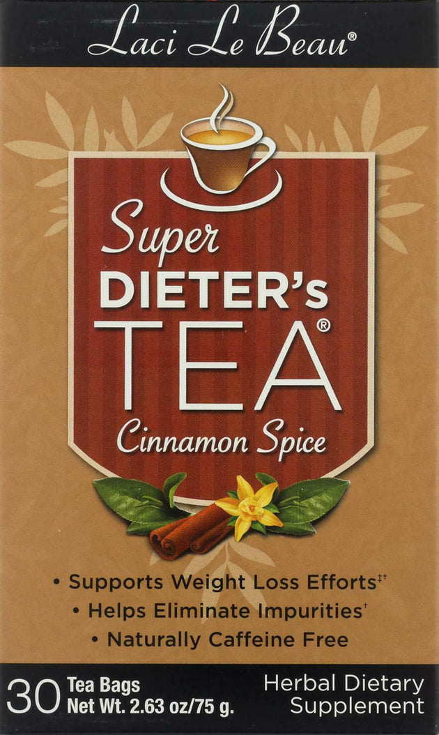Super Dieter's Tea Cinnamon Spice, Cinnamon Flavor, 30 Tea Bags , Brand_Laci le Beau Flavor_Cinnamon Form_Tea Bags Size_30 Count