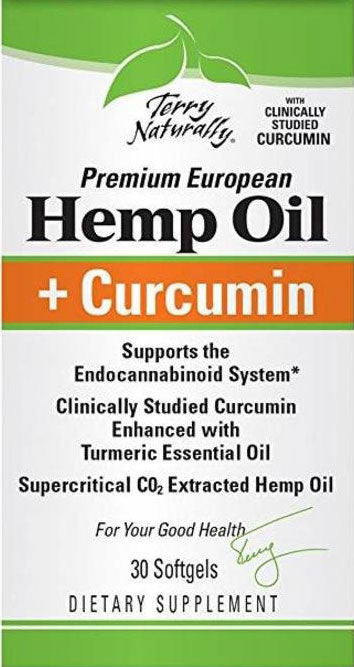 Hemp Oil + Curcumin, 30 Softgels ,