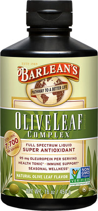 Olive Leaf Complex, 7700 Total ORAC Per Serving, Natural Flavor, 16 Fl Oz (454 mL) Liquid , Brand_Barleans Flavor_Natural Form_Liquid Size_16 Oz
