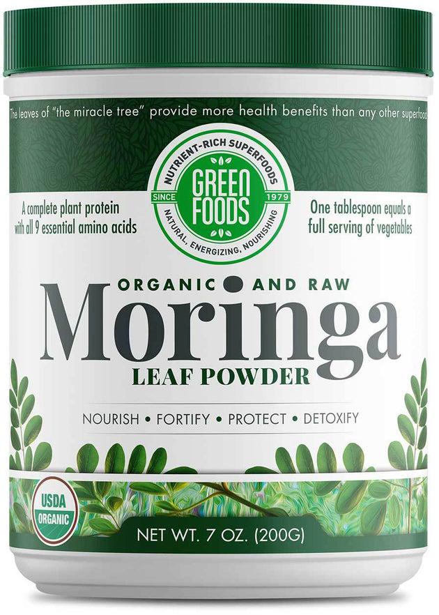 Organic and Raw Moringa Leaf Powder, 7 Oz (200 g) Powder , Brand_Green Foods Form_Powder Size_7 Oz