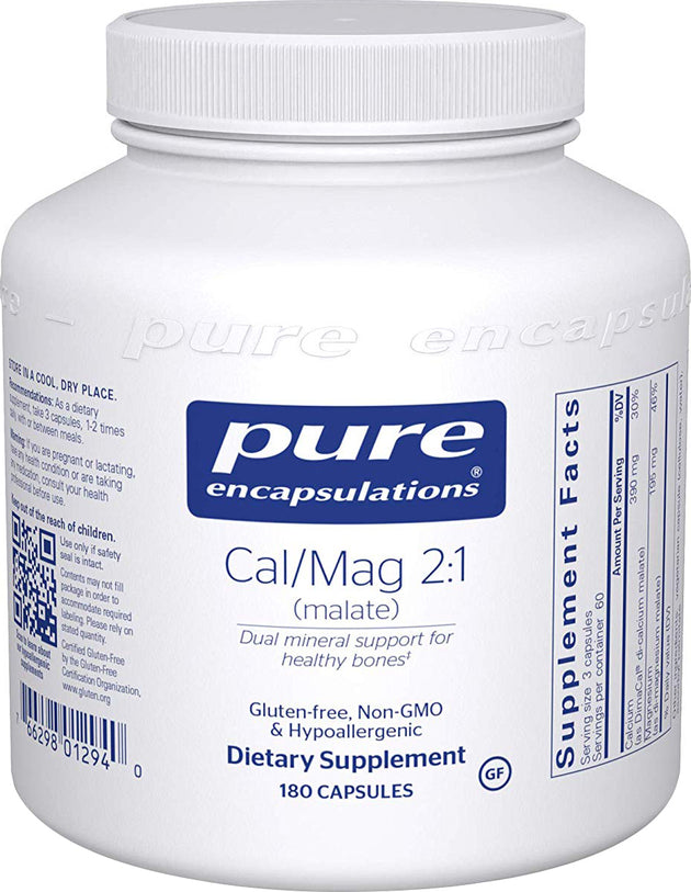 Calcium Magnesium (malate) 2:1, 180 Capsules , Brand_Pure Encapsulations Form_Capsules Not Emersons Size_180 Caps