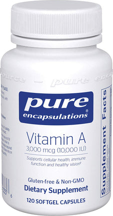Vitamin A 3,000 mcg (10,000 IU), 120 Softgel Capsules , Brand_Pure Encapsulations Form_Softgel Capsules Not Emersons Potency_10000 iu Size_120 Softgels