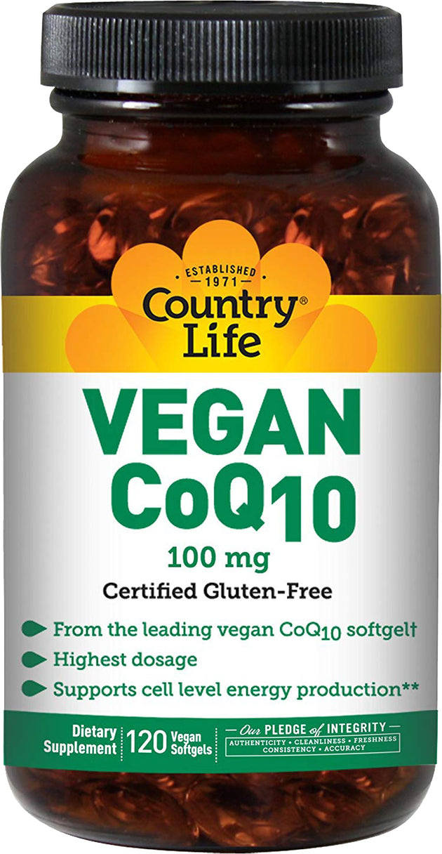 Vegan CoQ10 100 mg, 120 Vegan Softgels , Brand_Country Life Potency_100 mg Size_120 Softgels