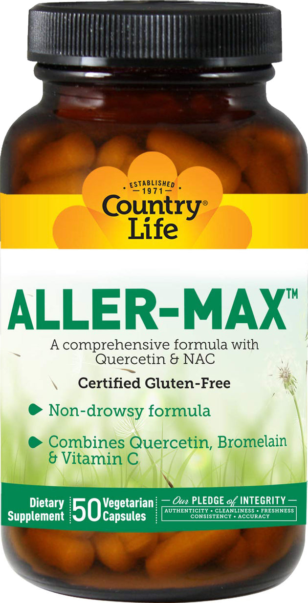 Aller-Max, with Quercetin and NAC, 50 Vegetarian Capsules , Brand_Country Life Form_Vegetarian Capsules Size_50 Caps