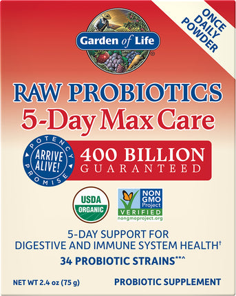 Raw Probiotics™ 5-Day Max Care Powder, 2.4 oz , Brand_Garden of Life Form_Powder Size_2.4 Oz