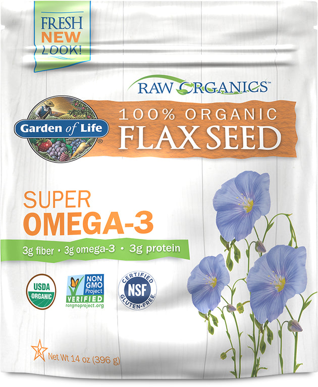 RAW Organics Golden Flaxseed, 14 oz Packet